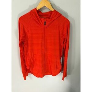 Athleta Orange Striped Full Zip‎ Hoodie Athletic Jacket Womens Size S